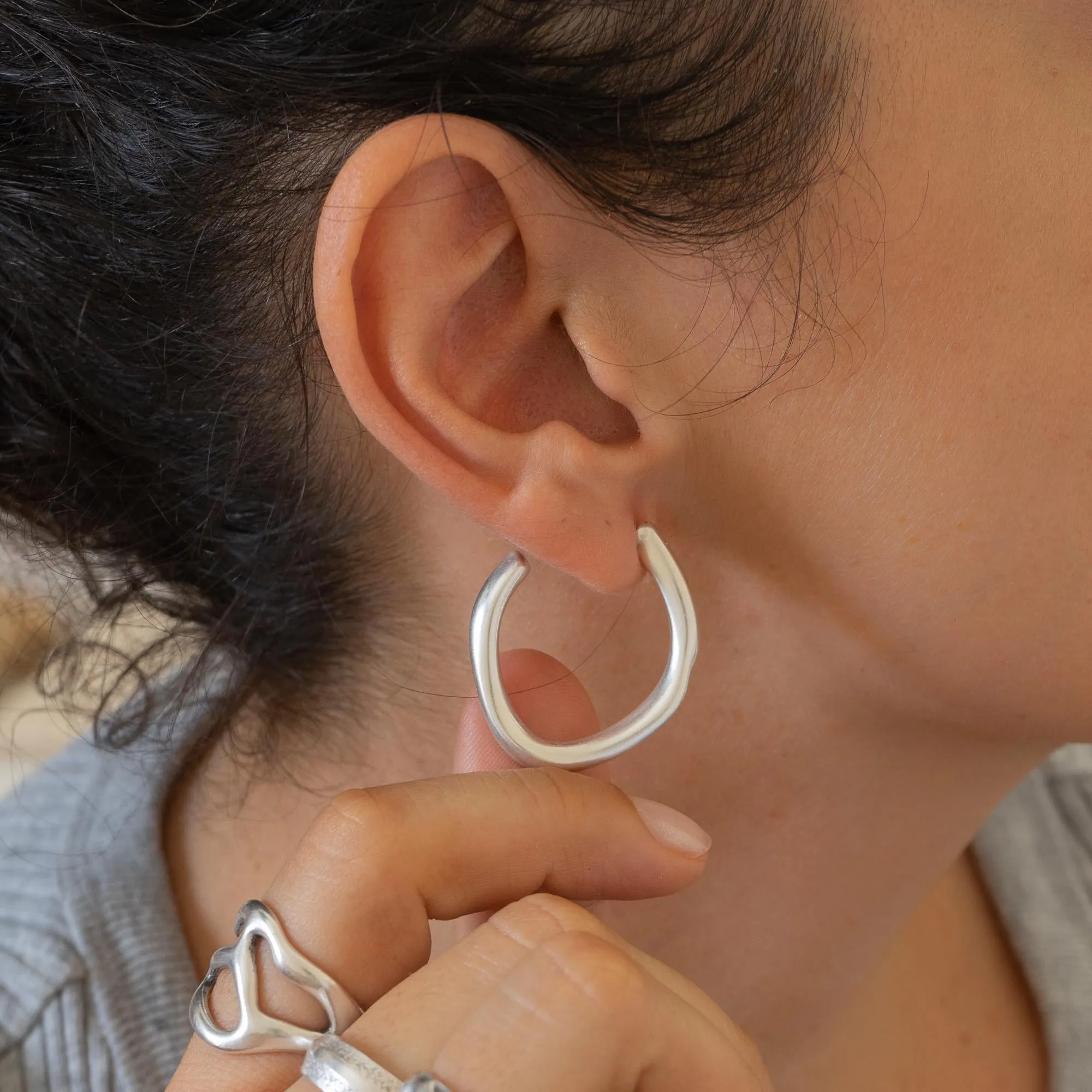 Silver BOLD hoop earrings