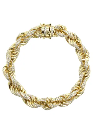 Silver Gold Iced Out Rope Bracelet