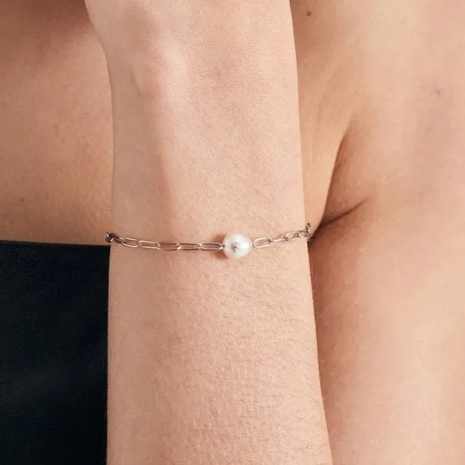 Silver Pearl Sparkle Chunky Chain Bracelet B043-03H