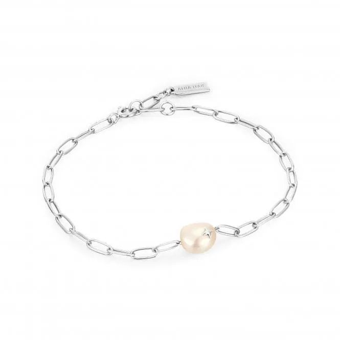 Silver Pearl Sparkle Chunky Chain Bracelet B043-03H