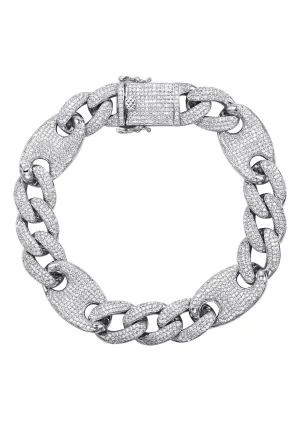 Silver White Ice Figaro Mariner Bracelet