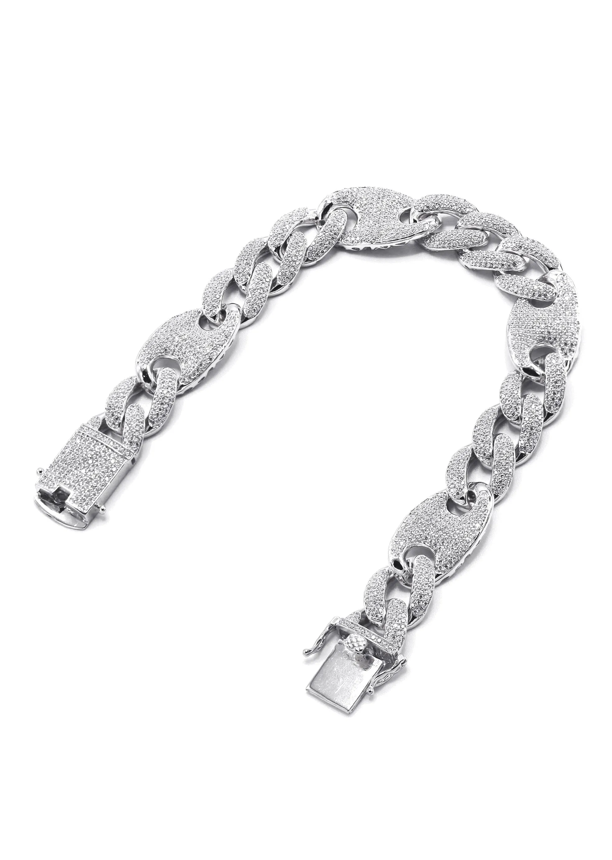 Silver White Ice Figaro Mariner Bracelet