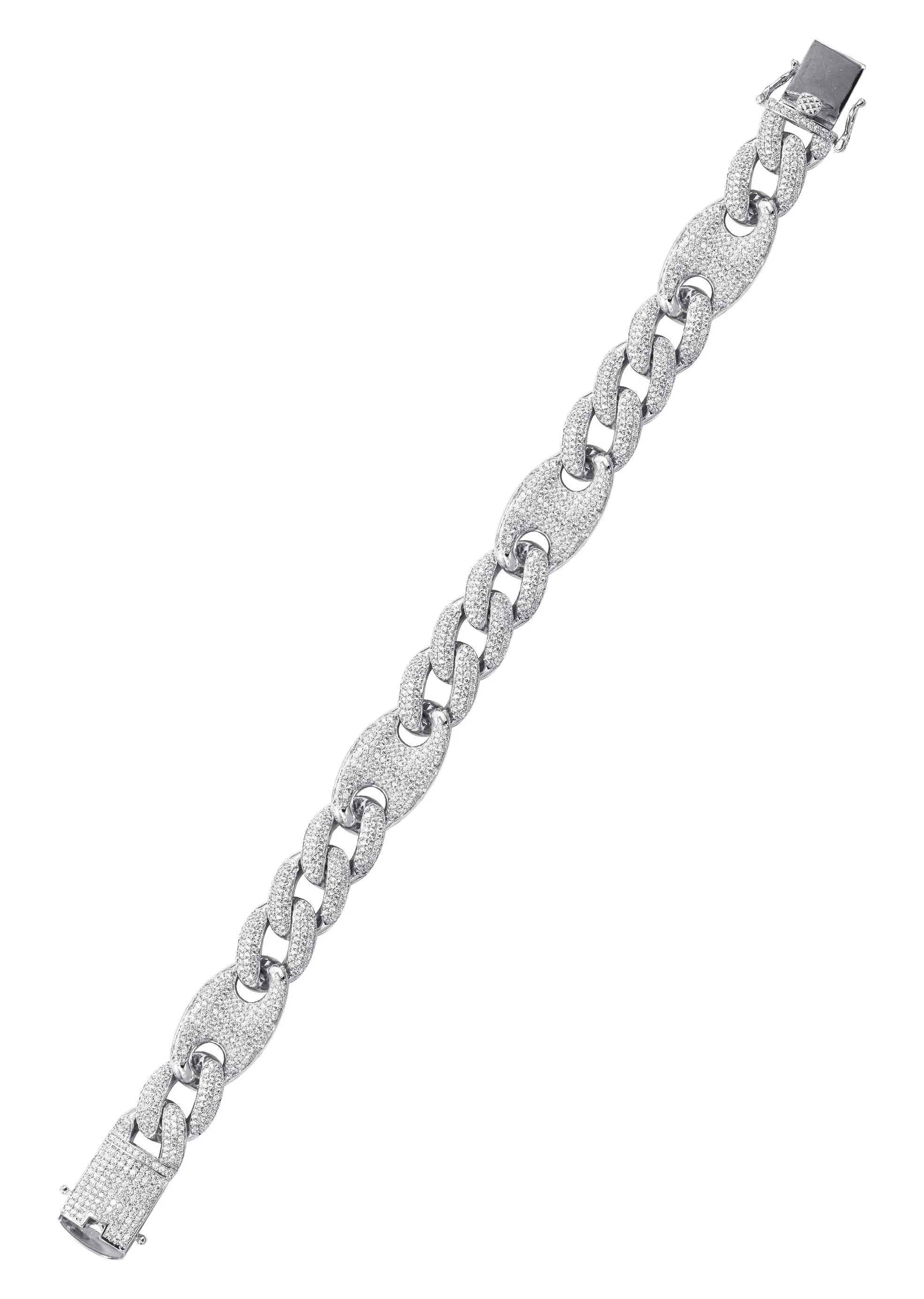 Silver White Ice Figaro Mariner Bracelet