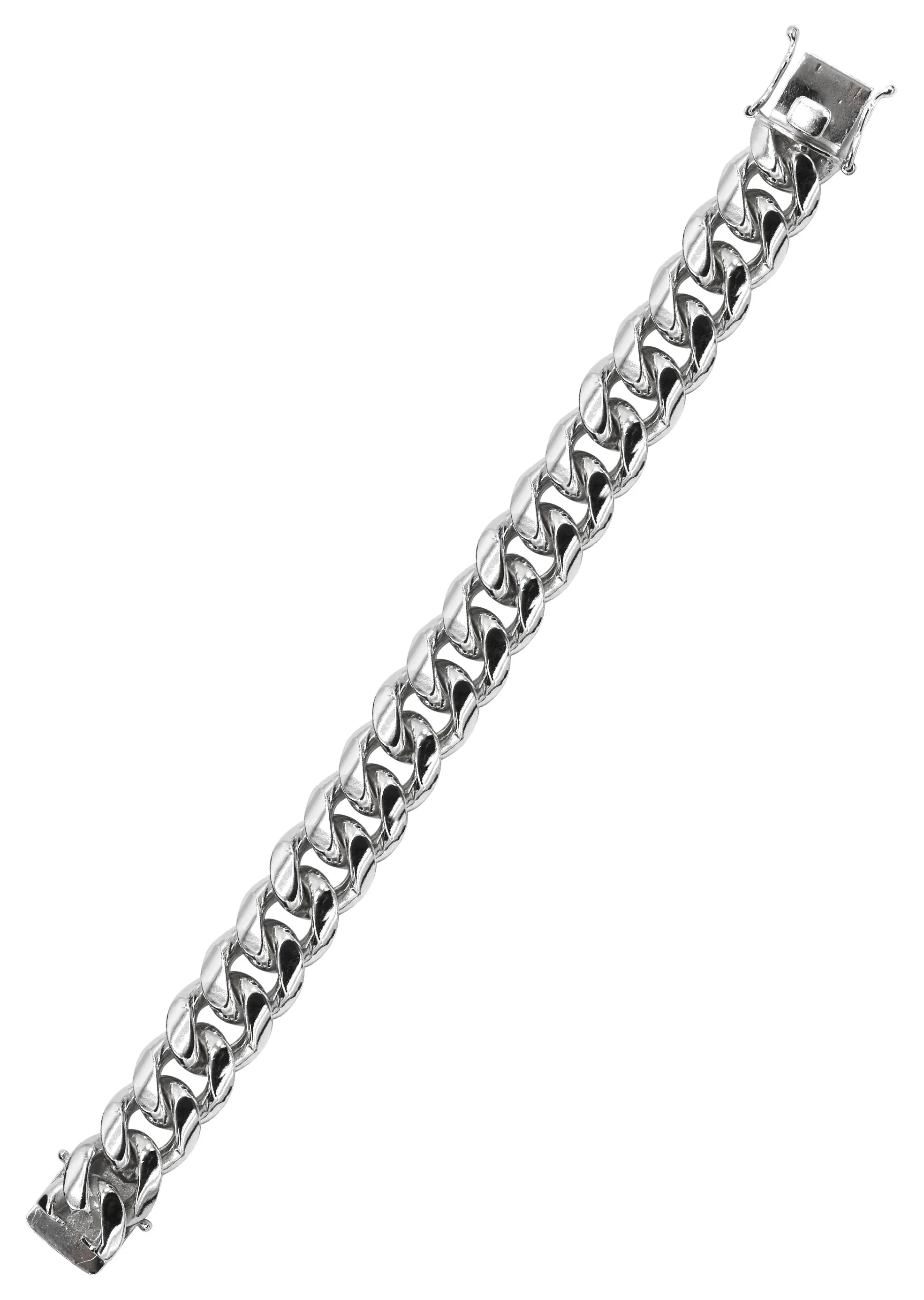 Silver White Miami Cuban Link Bracelet / 6.3 MM