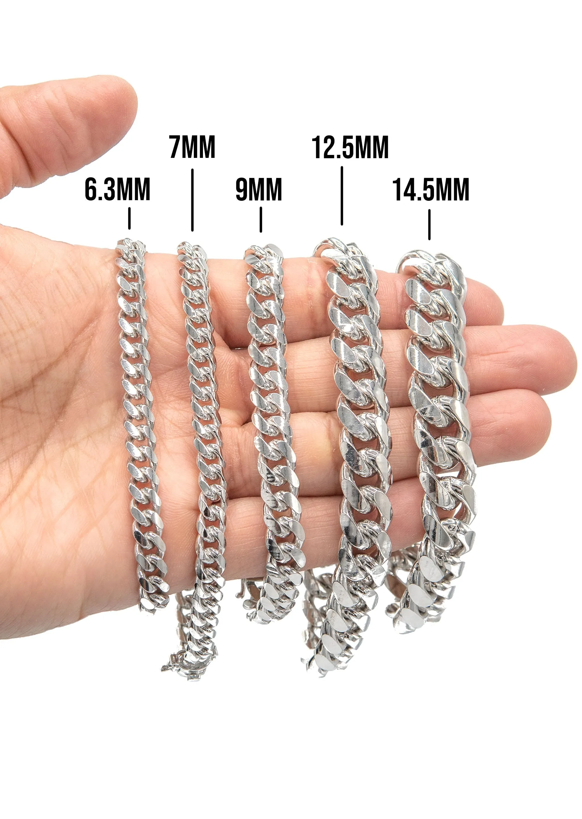 Silver White Miami Cuban Link Bracelet / 6.3 MM