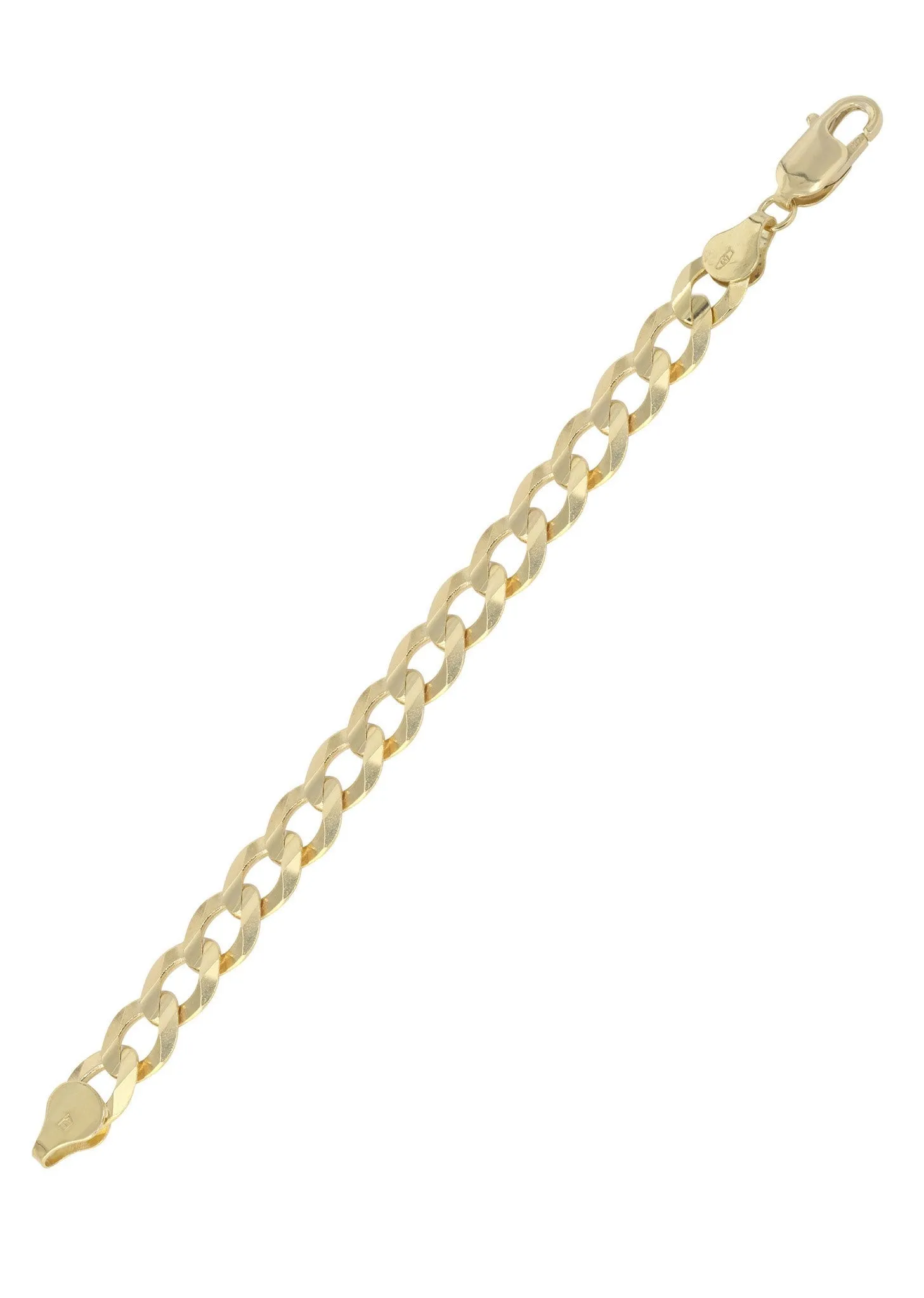 Solid Mens Cuban Curb Link Bracelet 10K Yellow Gold