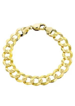 Solid Mens Cuban Curb Link Bracelet 10K Yellow Gold