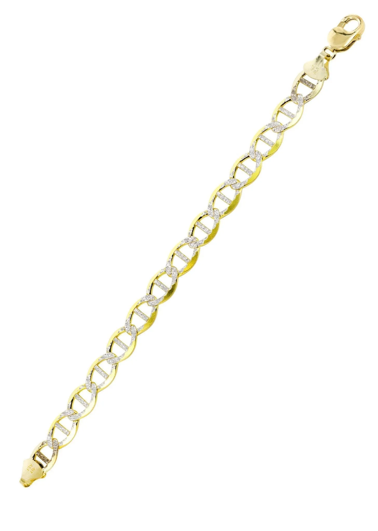 Solid Mens Diamond Cut Mariner Bracelet 10K/14K Yellow Gold