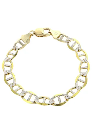 Solid Mens Diamond Cut Mariner Bracelet 10K/14K Yellow Gold