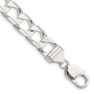 Sterling Silver 10.3mm Flat Open Curb Chain Bracelet