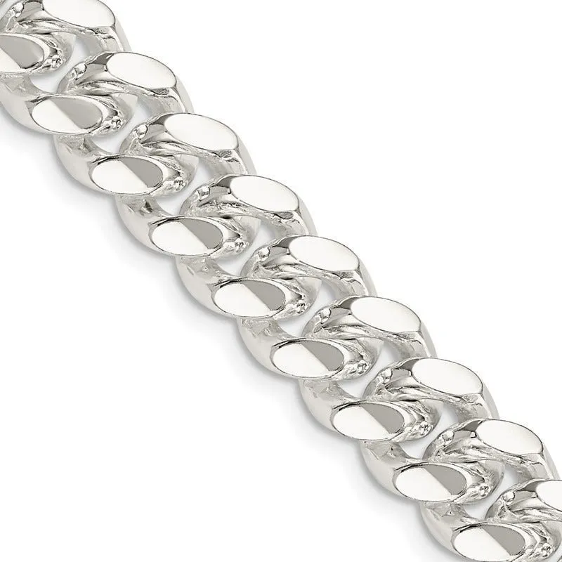 Sterling Silver 10.5mm Polished Domed Curb Chain Necklace