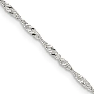 Sterling Silver 1.75mm Singapore Chain Necklace w/4in ext.