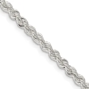 Sterling Silver 3mm Solid Rope Chain Necklace