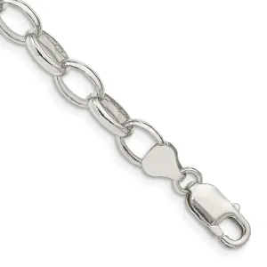 Sterling Silver 8mm Fancy Rolo Chain Bracelet