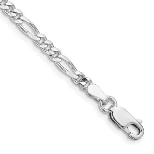 Sterling Silver Rhodium-plated 3.5mm Figaro Chain Bracelet