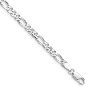 Sterling Silver Rhodium-plated 4.5mm Figaro Chain Bracelet