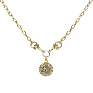 Tat2 Designs Gold Mini Coin And Horsebit Necklace