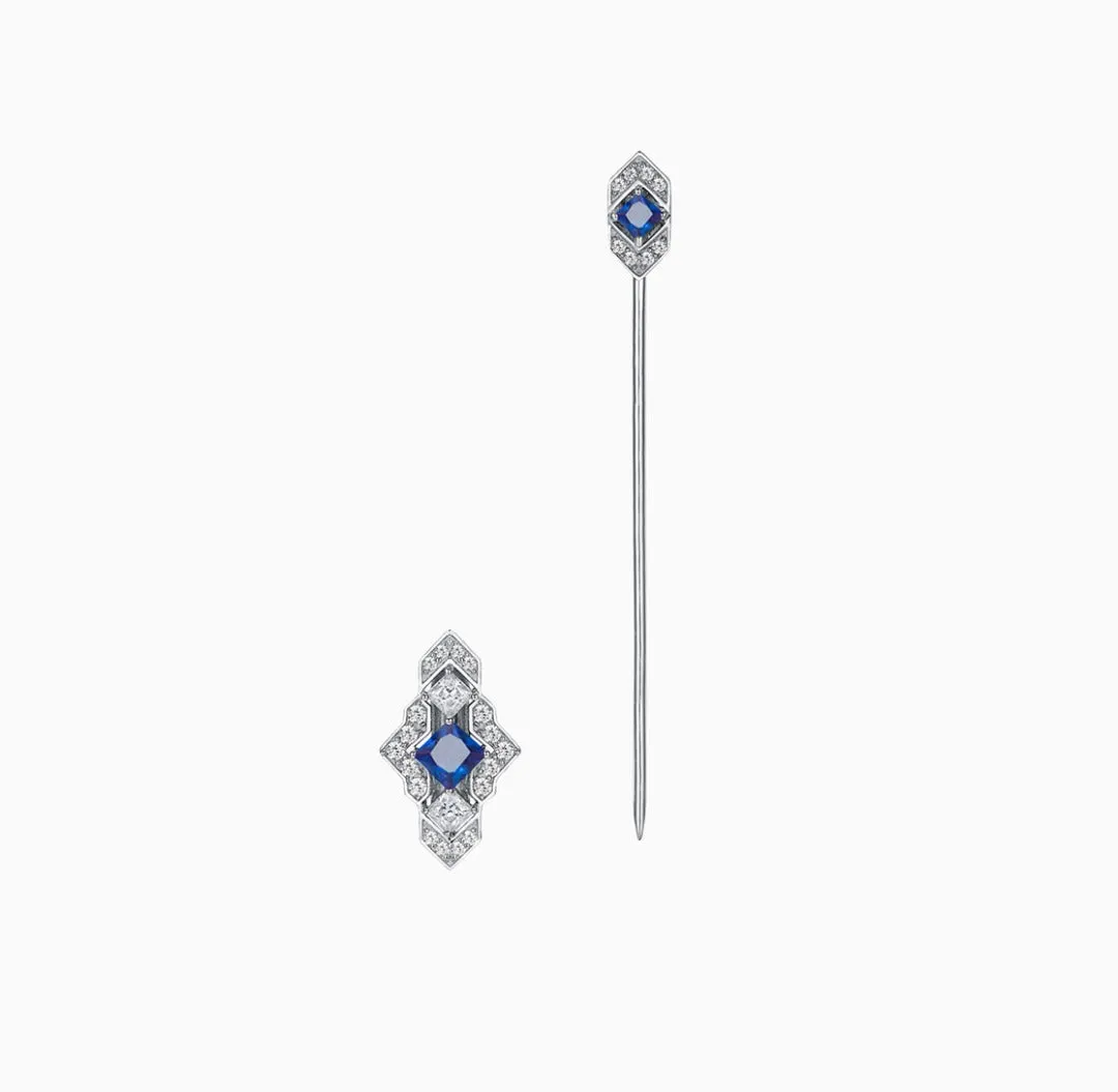 THIALH - Castle - Castle Night Two-Wear Blue Brooch Earrings