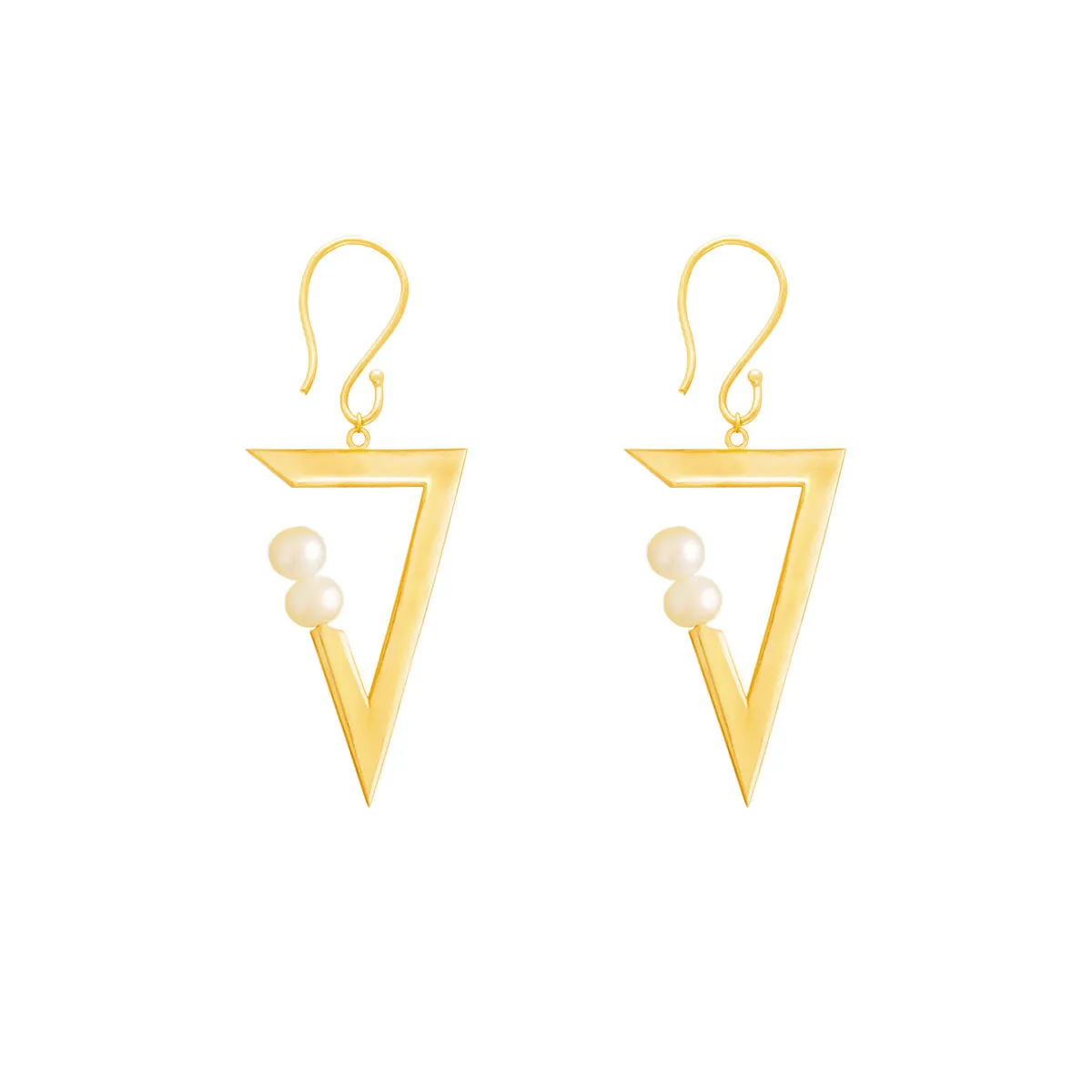 Triangle Pearl Drop Earrings