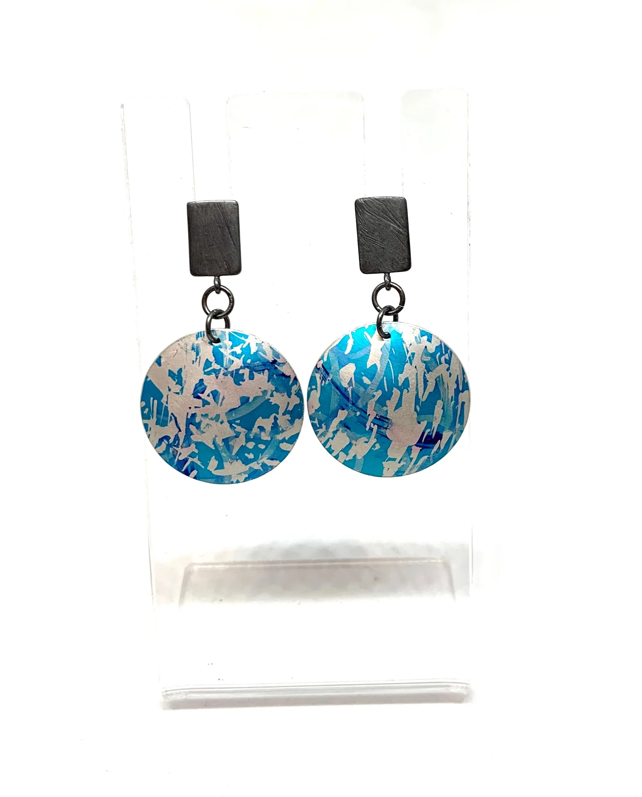 Turquoise metallic coloured oxidised Earrings