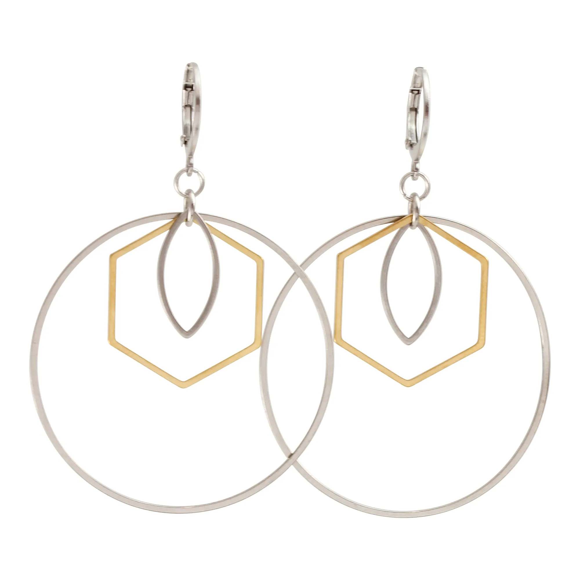 Waterproof "Imperméable” Medium Luxe Hoops in Silver and Gold