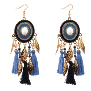 Yellow Chimes Gold Plated Multicolour Tassel Earrings for Women and Girls